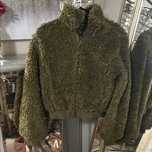 Olive Green Sherpa Jacket